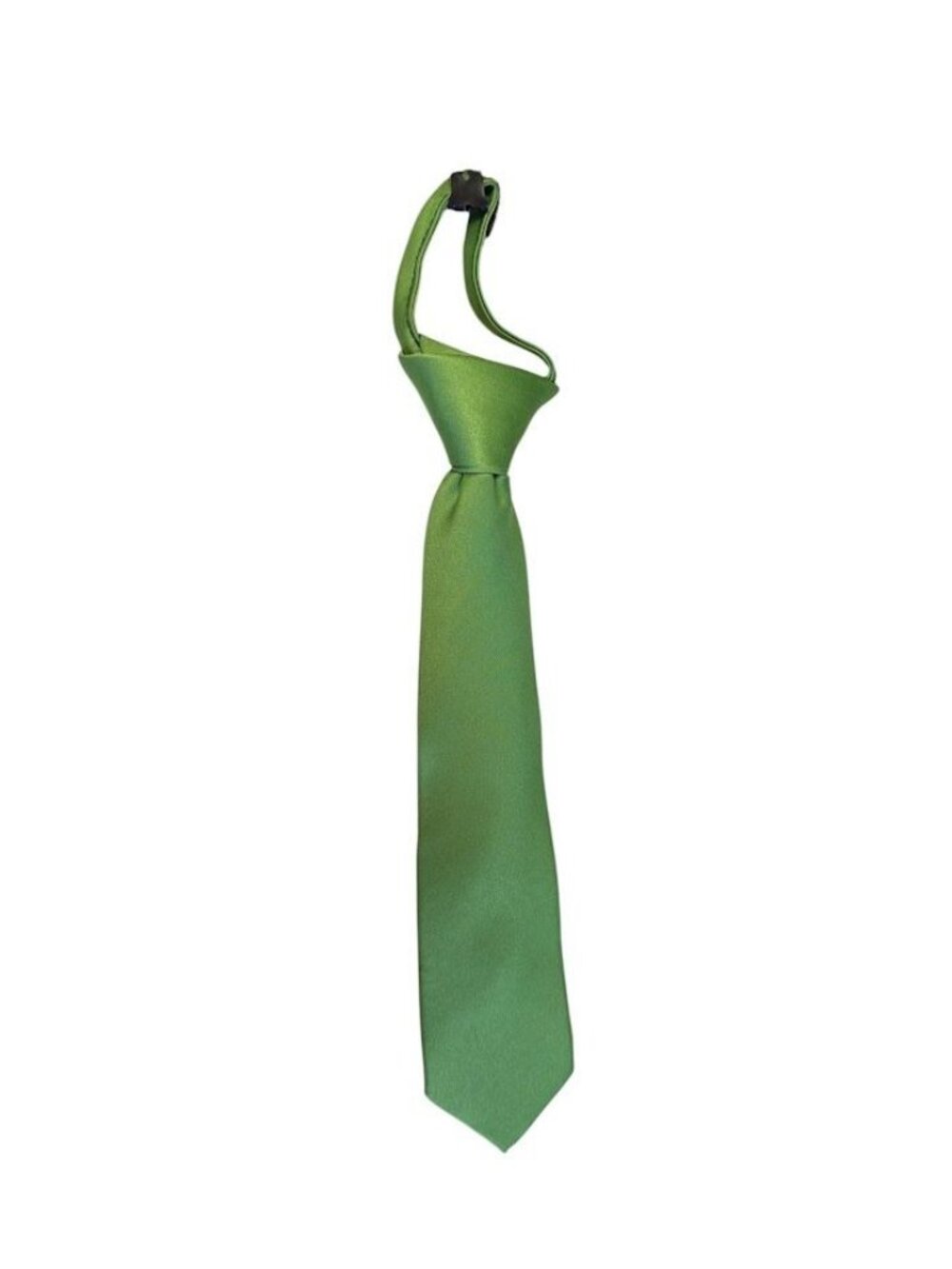 Jacob Alexander Boy's 11" Pretied Solid Color Zipper Tie - Green